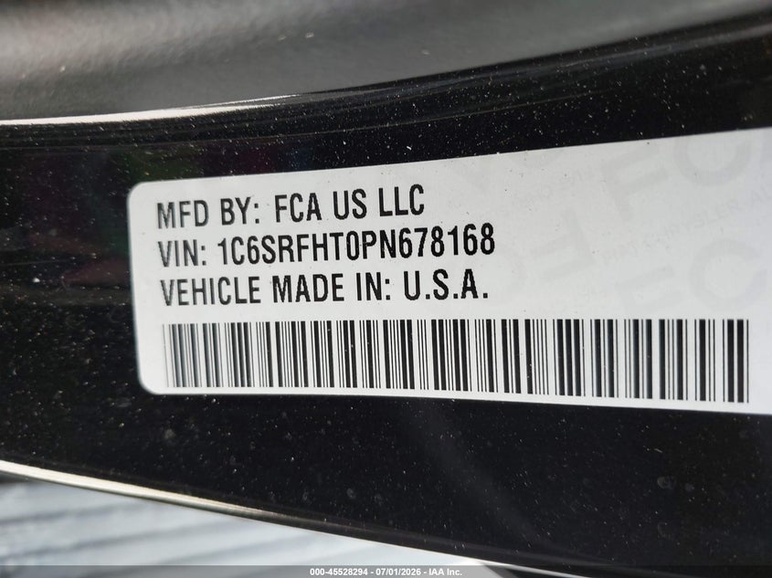 2023 Ram 1500 VIN 1C6SRFHT0PN678168 IAAI salvage auction — LEFT SIDE, Salvage Title, sold $27,300 on 2026-09-15 (photo 9)