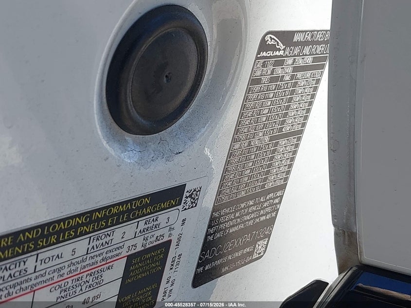 2023 Jaguar F-pace VIN SADCJ2EXXPA713248 IAAI salvage auction — FRONT END, Salvage (California), sold $25 on 2026-07-29 (photo 9)