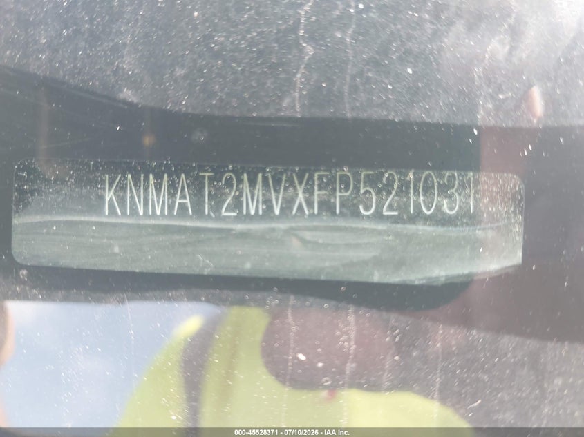 2015 Nissan Rogue VIN KNMAT2MVXFP521031 IAAI salvage auction — NORMAL WEAR, Clear (New Jersey), sold $225 on 2026-07-22 (photo 9)