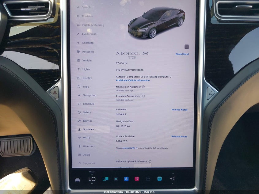 2017 Tesla Model s VIN 5YJSA1E11HF214876 IAAI salvage auction — LEFT FRONT, Original (Texas), sold $8,900 on 2026-07-13 (photo 7)