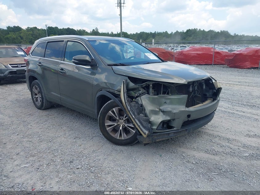 2014 Toyota Highlander VIN 5TDKKRFH9ES007652 IAAI salvage auction — FRONT END, Rebuildable (Florida), sold $4,000 on 2026-07-11 (photo 1)