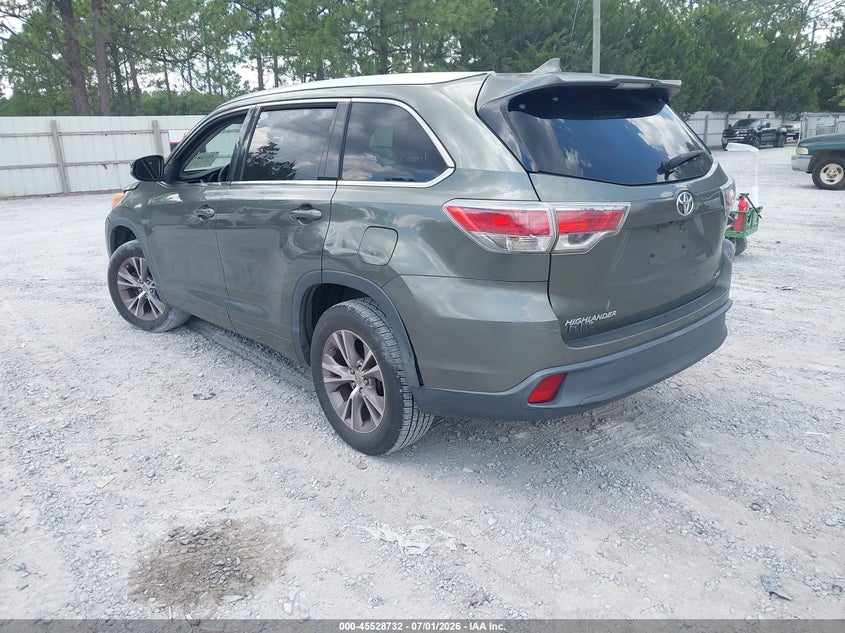 2014 Toyota Highlander VIN 5TDKKRFH9ES007652 IAAI salvage auction — FRONT END, Rebuildable (Florida), sold $4,000 on 2026-07-11 (photo 3)