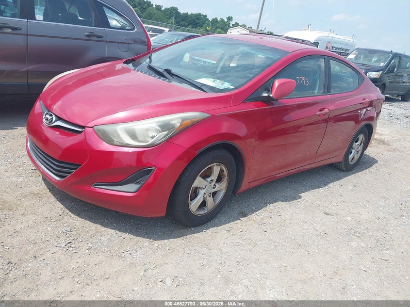 2014 Hyundai Elantra VIN KMHDH4AE3EU158193 IAAI salvage auction — NORMAL WEAR, Clear (Pennsylvania), sold $375 on 2026-07-08 (photo 2)