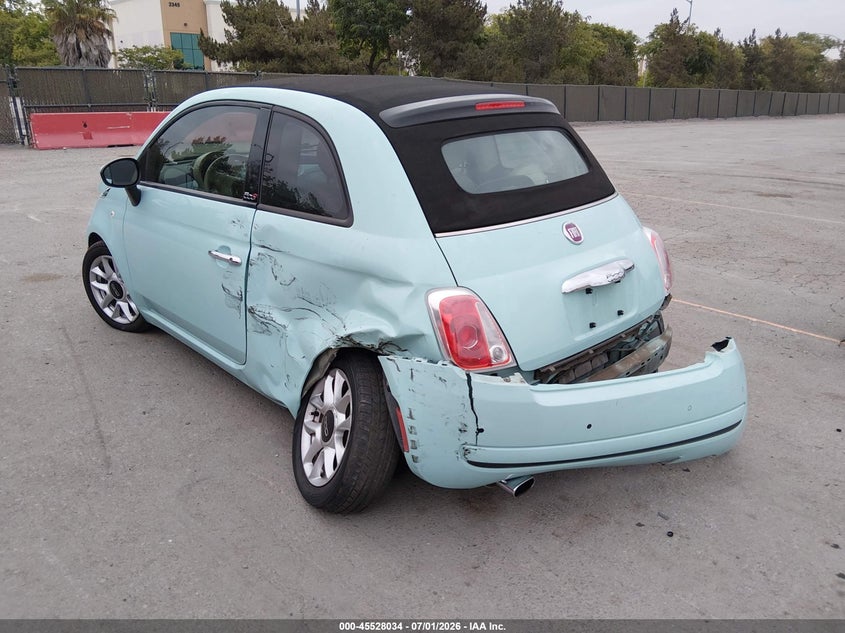 2017 Fiat 500 VIN 3C3CFFLR3HT506062 IAAI salvage auction — LEFT REAR, Salvage Title, sold $1,300 on 2026-08-03 (photo 3)