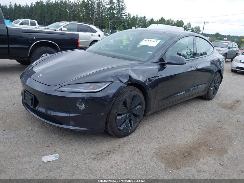 2025 Tesla Model 3 VIN 5YJ3E1EB4SF055585 IAAI salvage auction — LEFT FRONT, Enterprise Vehicles Clear Only (Washington), sold $31,750 on 2026-07-08 (photo 2)