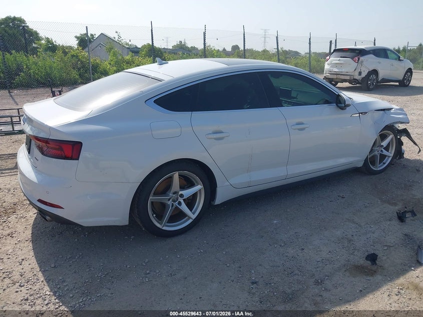 2019 Audi A5 VIN WAUENCF58KA031213 IAAI salvage auction — LEFT FRONT, Clear (Wisconsin), sold $6,900 on 2026-07-28 (photo 4)