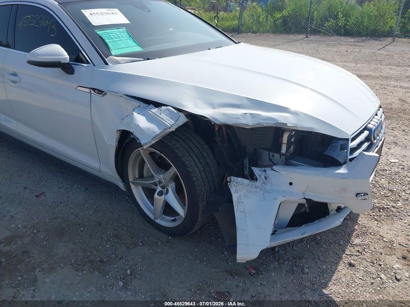 2019 Audi A5 VIN WAUENCF58KA031213 IAAI salvage auction — LEFT FRONT, Clear (Wisconsin), sold $6,900 on 2026-07-28 (photo 6)