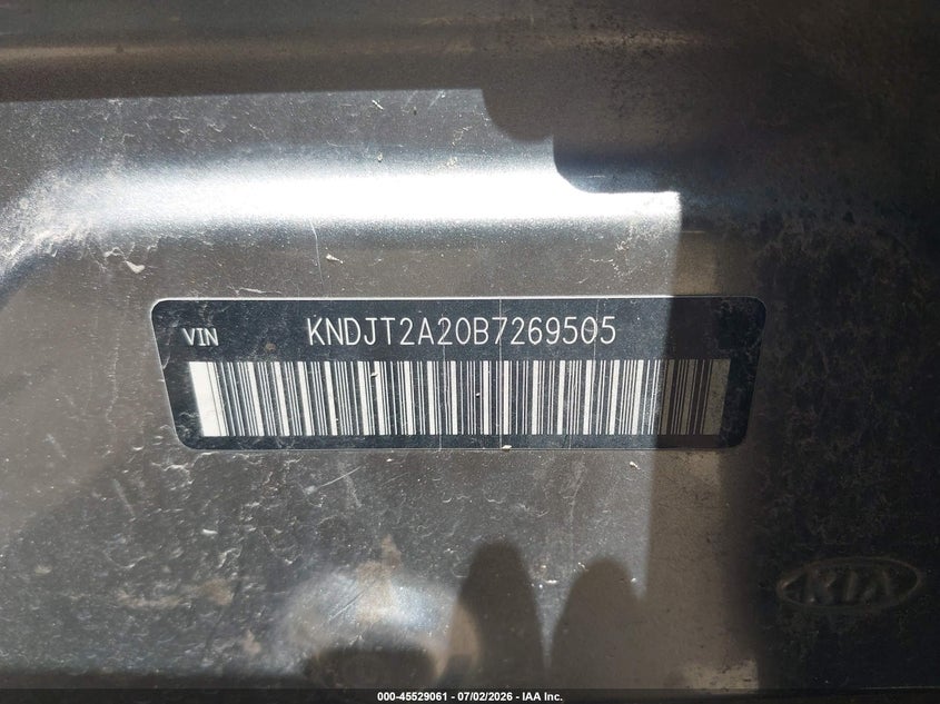 2011 Kia Soul VIN KNDJT2A20B7269505 IAAI salvage auction — RIGHT SIDE, Salvage (Texas), sold $25 on 2026-07-28 (photo 9)