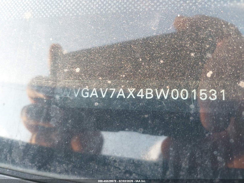 2011 Volkswagen Tiguan VIN WVGAV7AX4BW001531 IAAI salvage auction — FRONT END, Salvage (Georgia), sold $350 on 2026-08-17 (photo 9)
