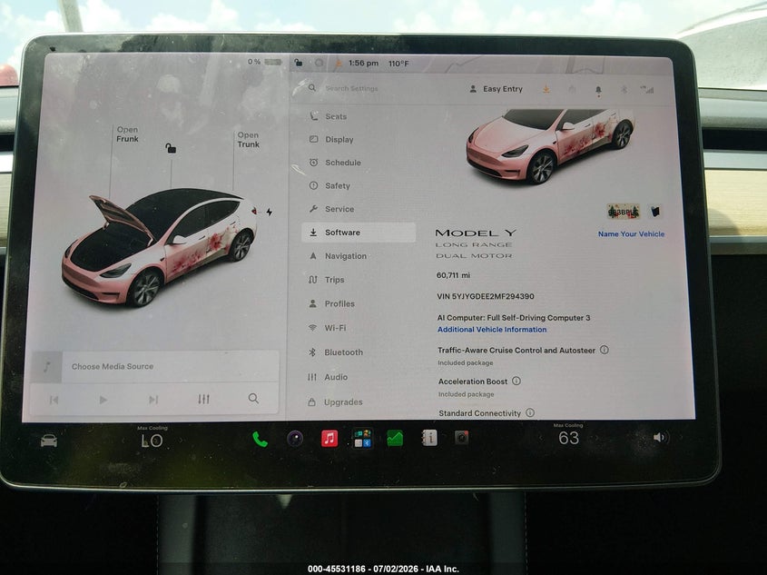 2021 Tesla Model y VIN 5YJYGDEE2MF294390 IAAI salvage auction — FRONT END, Salvage (Tennessee), sold $9,600 on 2026-07-30 (photo 7)