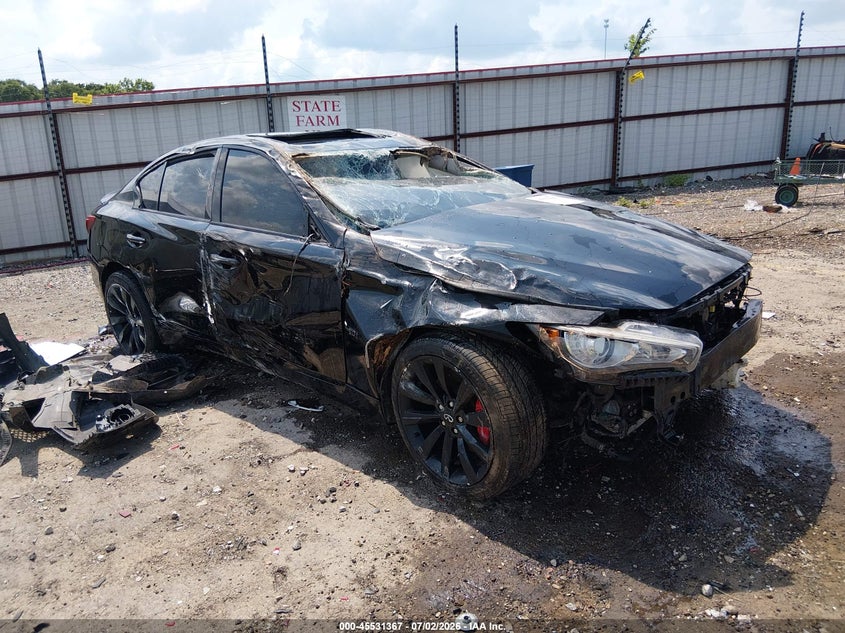 2017 Infiniti Q50 VIN JN1EV7AR1HM839739 IAAI salvage auction — ROLLOVER, Salvage Title, sold $400 on 2026-10-08 (photo 1)