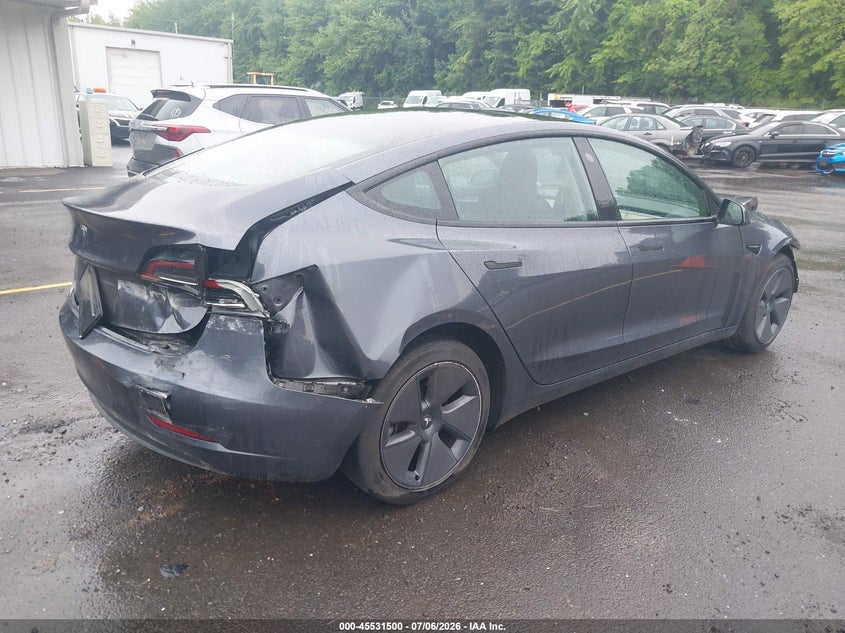 2023 Tesla Model 3 VIN 5YJ3E1EA4PF684455 IAAI salvage auction — FRONT & REAR, Salvage (Connecticut), sold $3,600 on 2026-08-28 (photo 4)