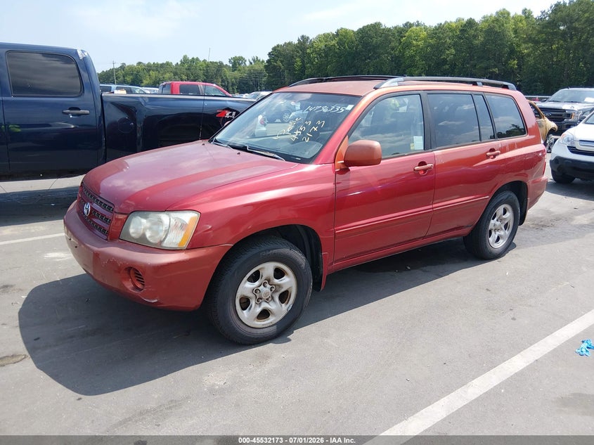 2002 Toyota Highlander VIN JTEGD21A220046482 IAAI salvage auction — NORMAL WEAR, Clear (North Carolina), sold $650 on 2026-07-15 (photo 2)
