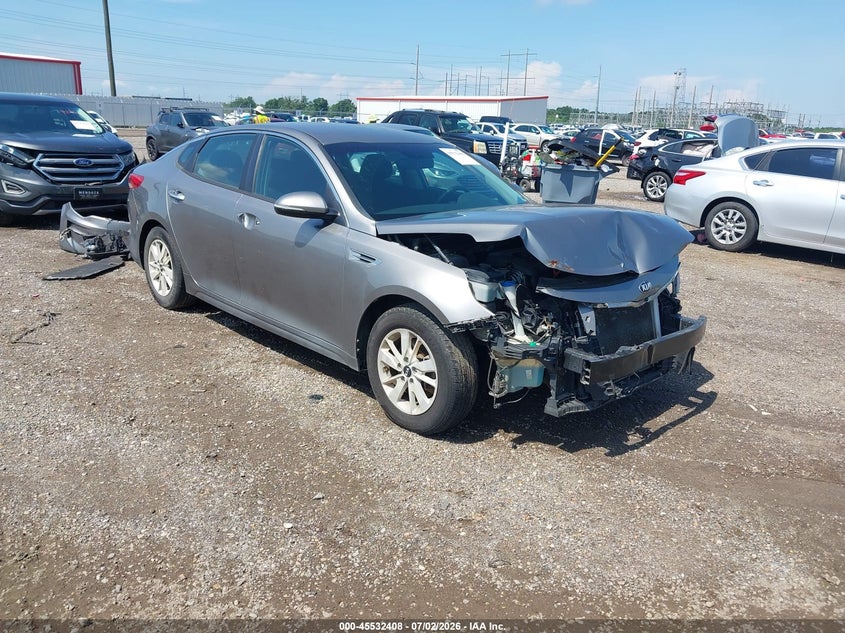 2018 Kia Optima VIN 5XXGT4L36JG215952 IAAI salvage auction — FRONT END, Salvage Title, sold $750 on 2026-07-22 (photo 1)