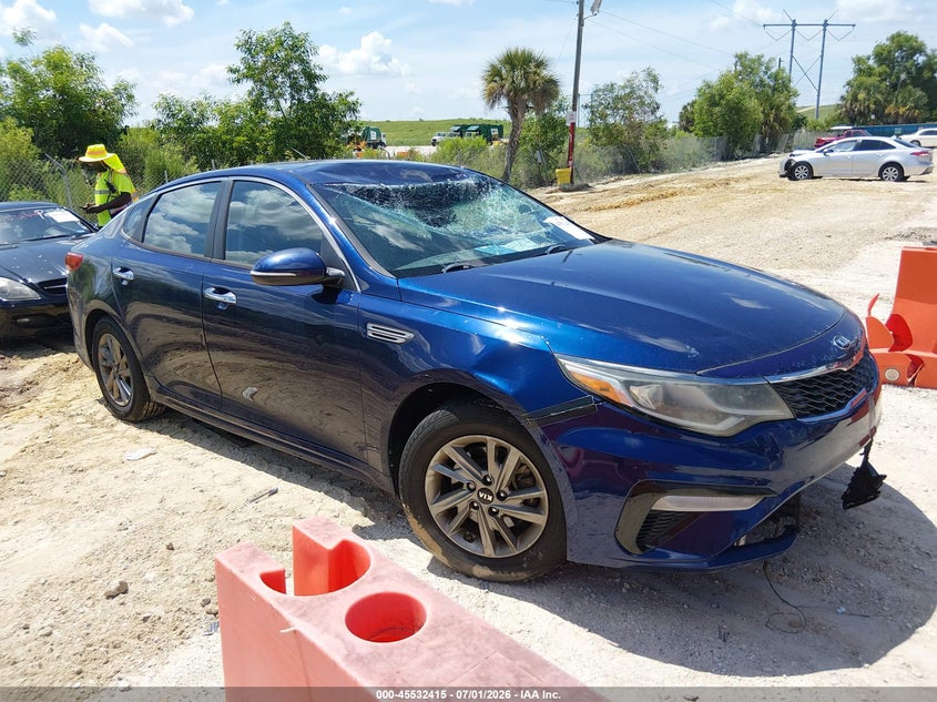 2019 Kia Optima VIN 5XXGT4L37KG277572 IAAI salvage auction — FRONT END, Rebuildable (Florida), sold $25 on 2026-07-28 (photo 1)