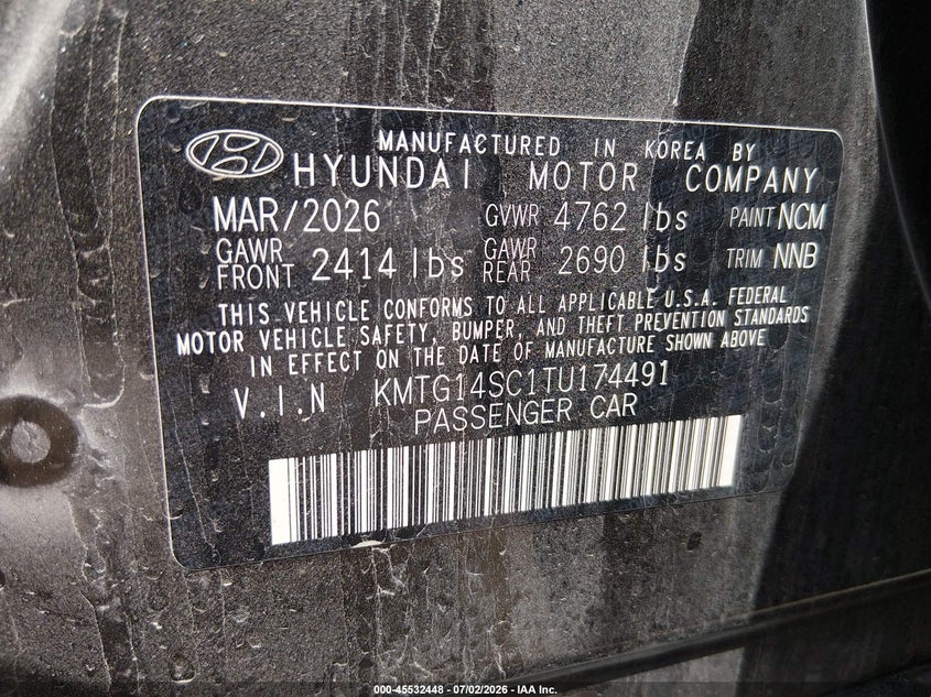 2026 Genesis G70 VIN KMTG14SC1TU174491 IAAI salvage auction — REAR END, Enterprise Vehicles Clear Only (Kansas), sold $21,800 on 2026-07-15 (photo 9)