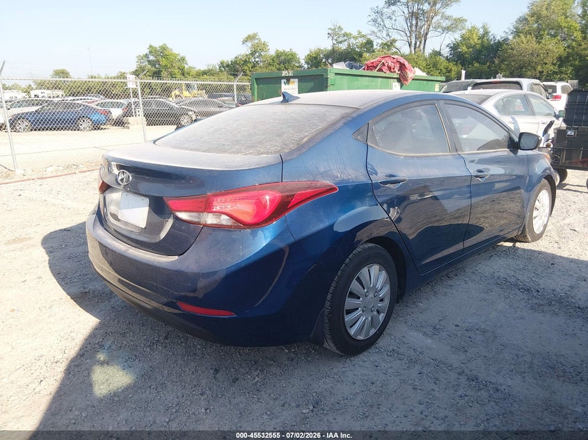 2016 Hyundai Elantra VIN KMHDH4AE8GU514737 IAAI salvage auction — NORMAL WEAR, Original (Ohio), sold $625 on 2026-07-28 (photo 4)