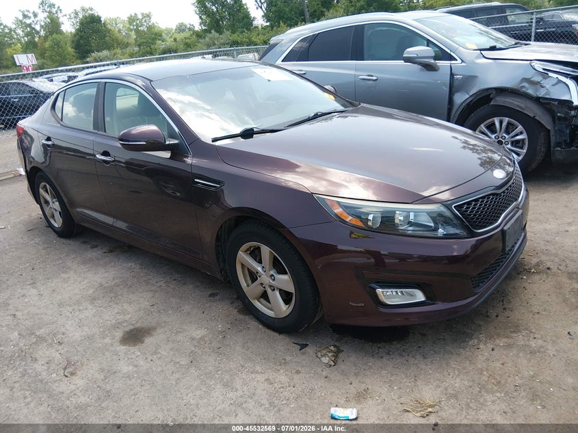2014 Kia Optima VIN 5XXGM4A75EG335377 IAAI salvage auction — HAIL, Salvage (Ohio), sold $825 on 2026-07-09 (photo 1)