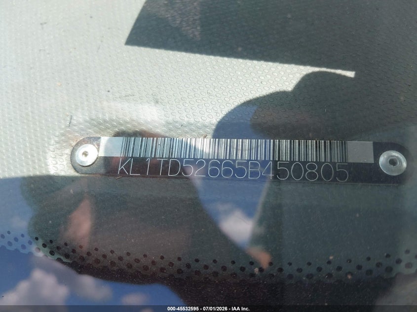 2005 Chevrolet Aveo VIN KL1TD52665B450805 IAAI salvage auction — NORMAL WEAR, Original (Texas), sold $325 on 2026-07-23 (photo 9)
