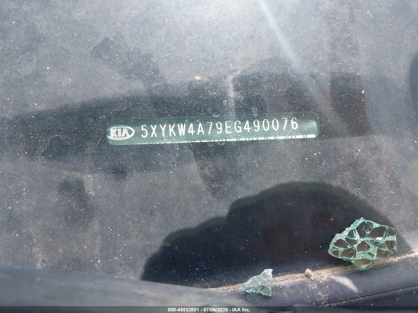 2014 Kia Sorento VIN 5XYKW4A79EG490076 IAAI salvage auction — LEFT SIDE, Salvage (Texas), sold $25 on 2026-07-29 (photo 9)