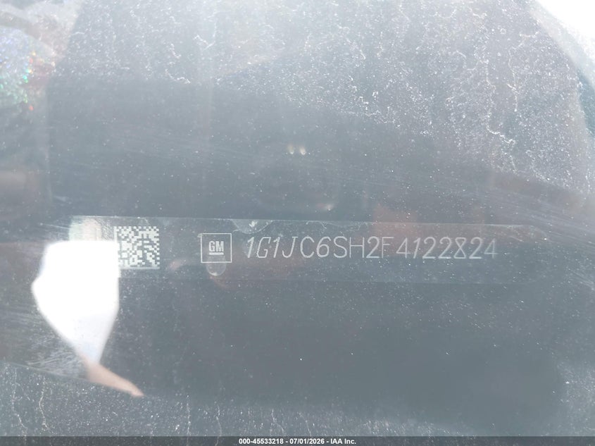 2015 Chevrolet SONIC VIN 1G1JC6SH2F4122824 IAAI salvage auction — LEFT SIDE, Original (Texas), sold $450 on 2026-07-09 (photo 9)