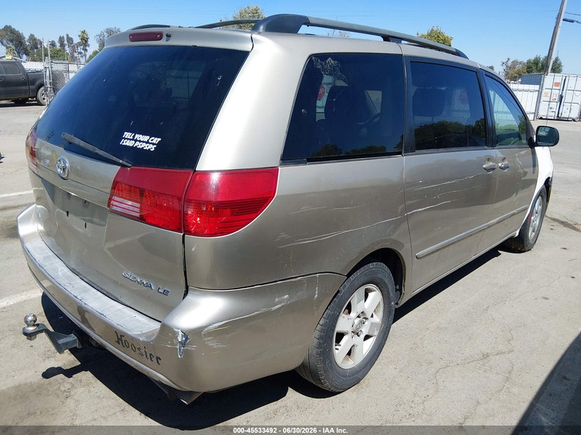 2004 Toyota Sienna VIN 5TDZA23C04S220800 IAAI salvage auction — NORMAL WEAR, App For Dup Clear (California), sold $650 on 2026-07-28 (photo 4)
