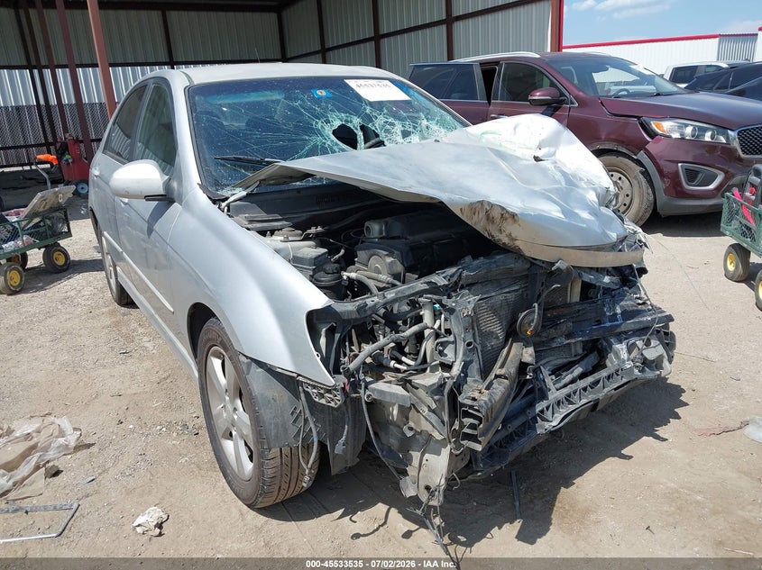 2009 Kia Spectra VIN KNAFE221795026010 IAAI salvage auction — FRONT END, Salvage (Texas), sold $25 on 2026-07-28 (photo 1)