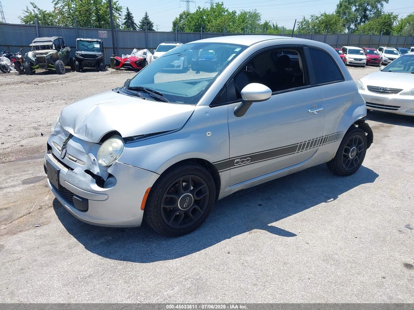 2013 Fiat 500 VIN 3C3CFFARXDT545812 IAAI salvage auction — FRONT & REAR, Salvage (Illinois), sold $275 on 2026-08-10 (photo 2)