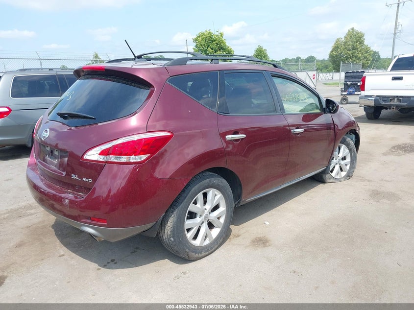 2012 Nissan Murano VIN JN8AZ1MW7CW238609 IAAI salvage auction — BIO HAZARD, Salvage (Virginia), sold $25 on 2026-07-28 (photo 4)