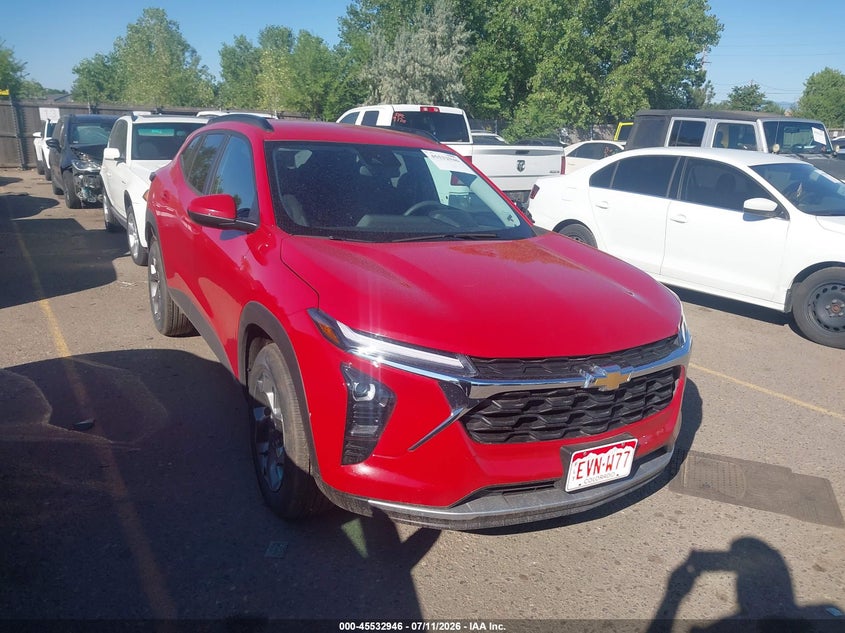2026 Chevrolet Trax VIN KL77LHEP5TC169103 IAAI salvage auction — FRONT & REAR, Enterprise Vehicles Clear Only (Colorado), sold $12,650 on 2026-07-14 (photo 1)