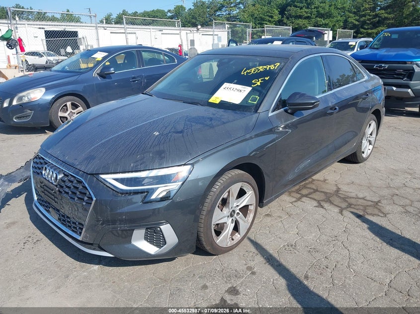 2023 Audi A3 VIN WAUAUDGY5PA076052 IAAI salvage auction — RIGHT FRONT, Salvage Title, sold $8,100 on 2026-09-01 (photo 2)
