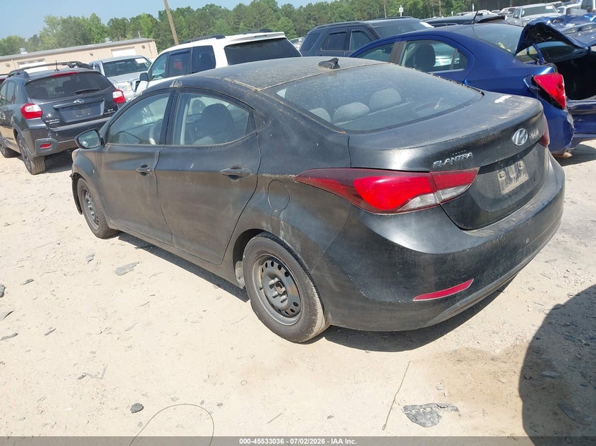 2016 Hyundai Elantra VIN KMHDH4AE3GU604507 IAAI salvage auction — NORMAL WEAR, Clear-Dealer Only (North Carolina), sold $625 on 2026-07-27 (photo 3)