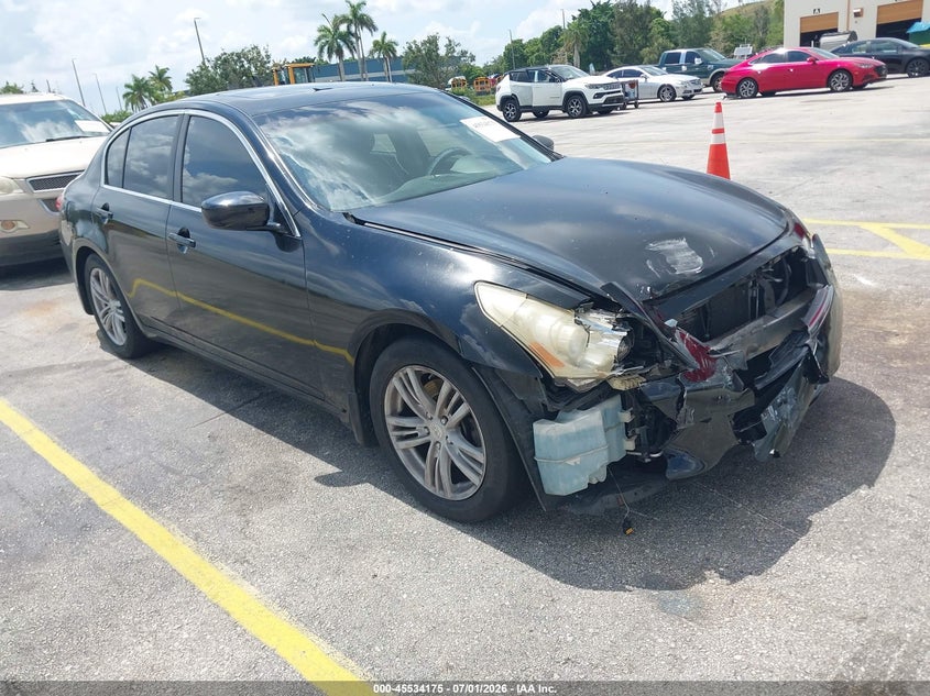 2013 Infiniti G VIN JN1CV6AP5DM716035 IAAI salvage auction — FRONT END, Rebuildable (Florida), sold $1,500 on 2026-07-16 (photo 1)