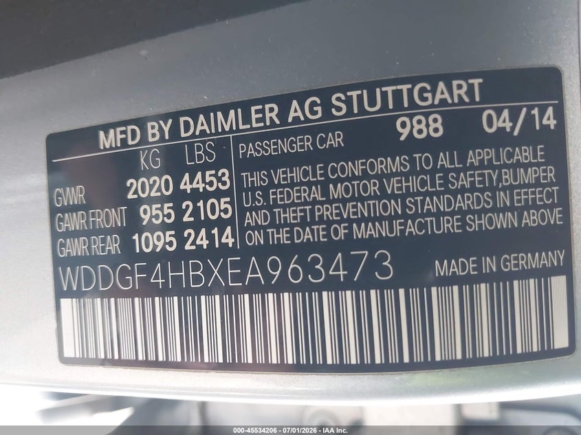 2014 Mercedes-benz C-klasse VIN WDDGF4HBXEA963473 IAAI salvage auction — FRONT END, Salvage Title, sold $1,325 on 2026-07-22 (photo 9)