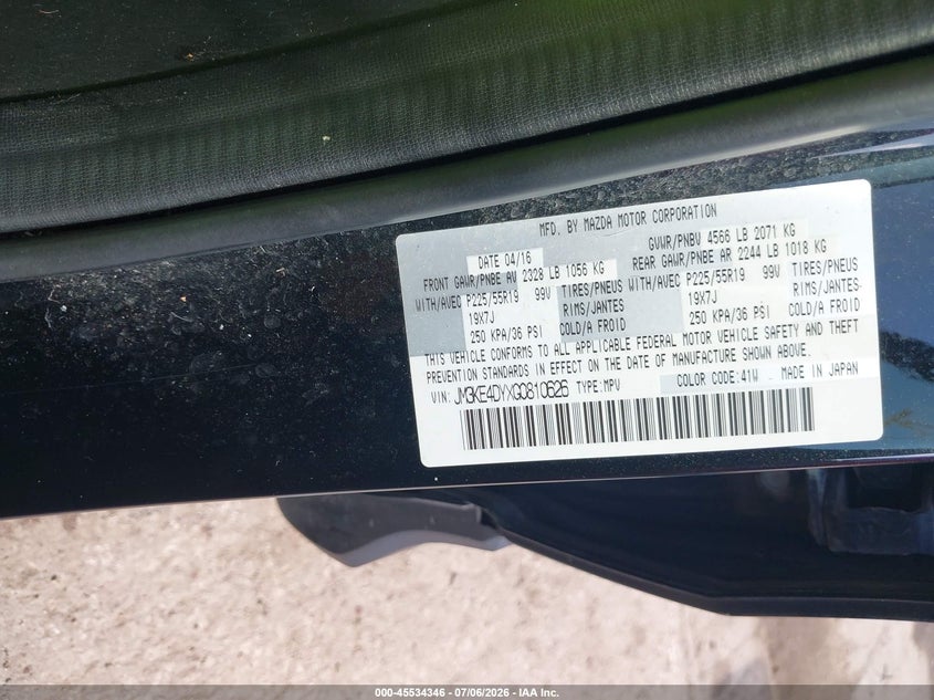 2016 Mazda Cx-5 VIN JM3KE4DYXG0810626 IAAI salvage auction — REAR END, Salvage Title, sold $2,700 on 2026-07-31 (photo 9)