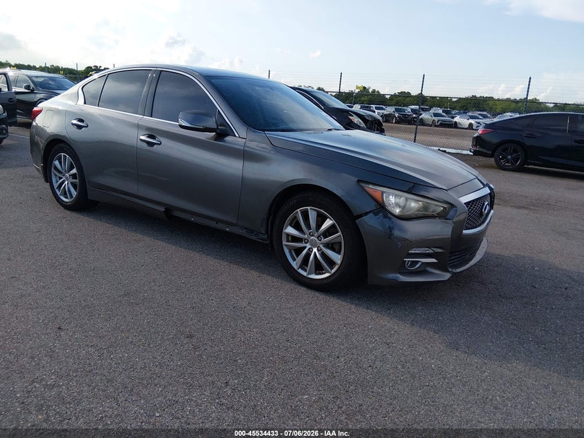 2014 Infiniti Q50 VIN JN1BV7AP7EM674910 IAAI salvage auction — NORMAL WEAR, Reconstructed (Louisiana), sold $600 on 2026-07-20 (photo 1)