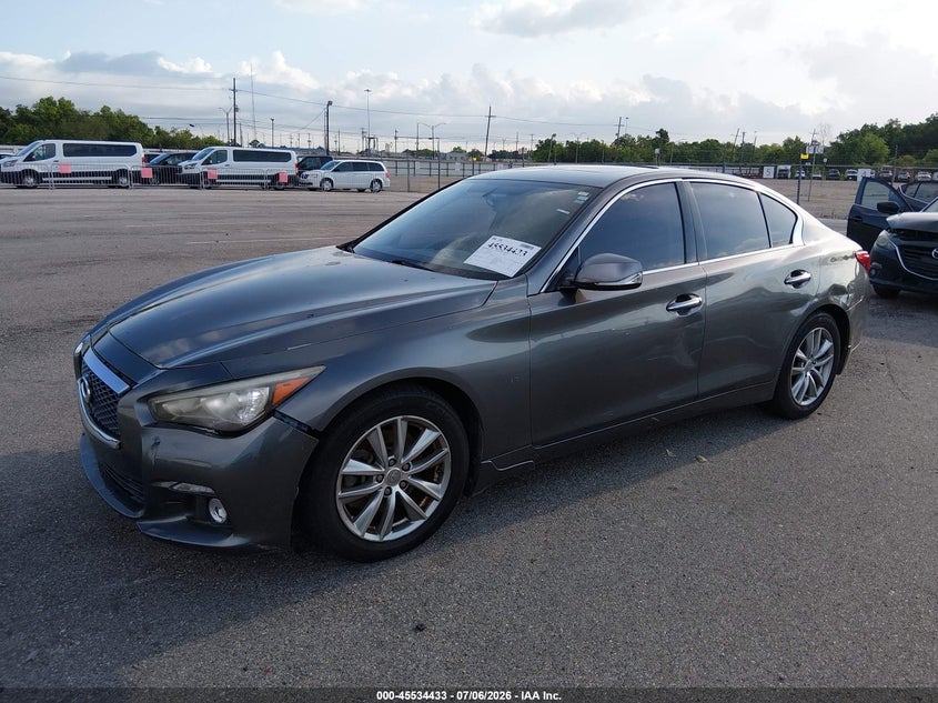 2014 Infiniti Q50 VIN JN1BV7AP7EM674910 IAAI salvage auction — NORMAL WEAR, Reconstructed (Louisiana), sold $600 on 2026-07-20 (photo 2)