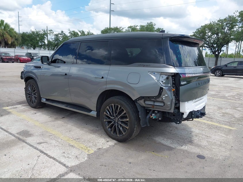 2025 Infiniti Qx80 VIN JN8AZ3CCXS9600643 IAAI salvage auction — FRONT & REAR, Rebuildable (Florida), sold $36,500 on 2026-07-29 (photo 3)