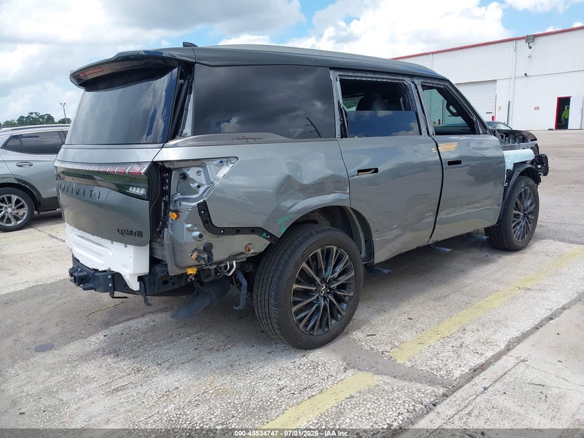 2025 Infiniti Qx80 VIN JN8AZ3CCXS9600643 IAAI salvage auction — FRONT & REAR, Rebuildable (Florida), sold $36,500 on 2026-07-29 (photo 4)