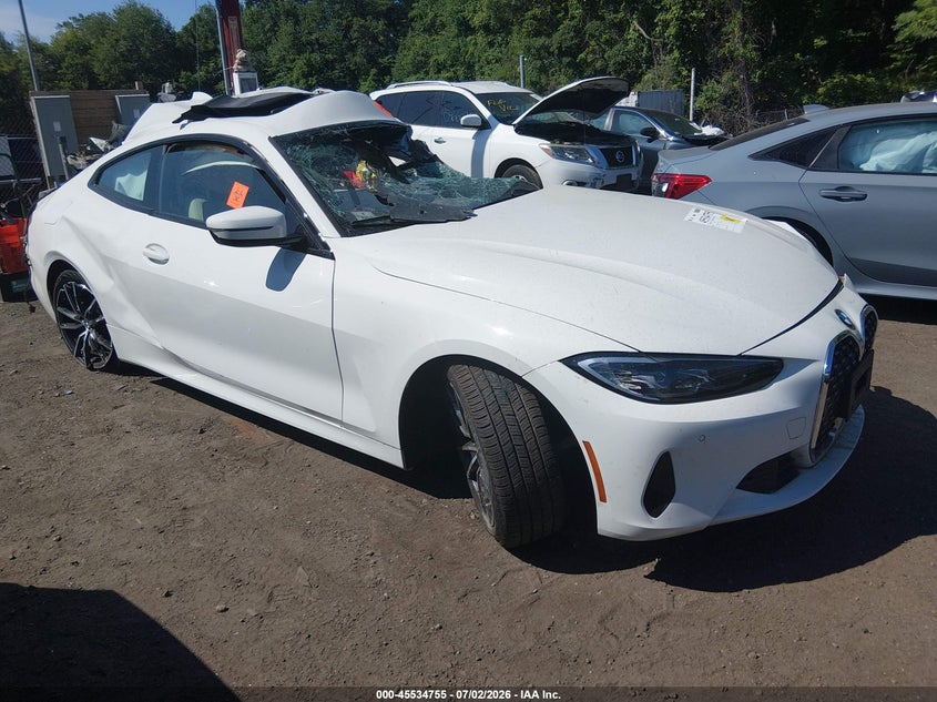 2021 BMW 4er VIN WBA73AP05MCG47192 IAAI salvage auction — ALL OVER, Salvage (Massachusetts), sold $1,150 on 2026-08-11 (photo 1)