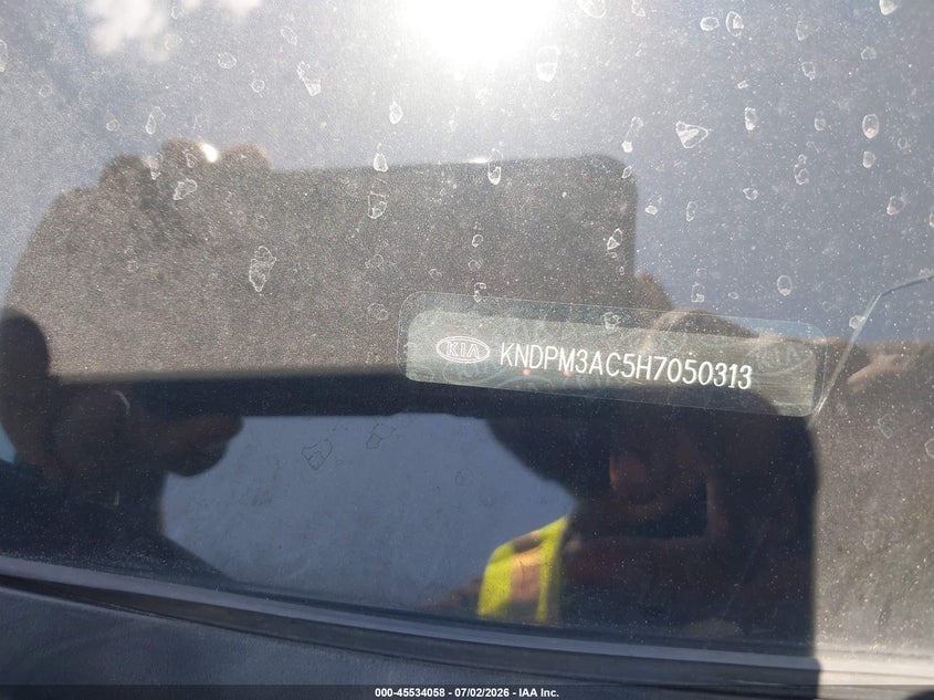 2017 Kia Sportage VIN KNDPM3AC5H7050313 IAAI salvage auction — NORMAL WEAR, Original (Texas), sold $2,600 on 2026-07-13 (photo 9)