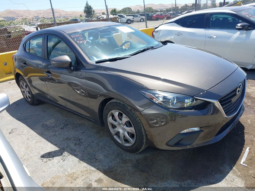 2015 Mazda 3 VIN 3MZBM1K77FM155418 IAAI salvage auction — LEFT SIDE, Salvage (California), sold $3,400 on 2026-07-09 (photo 1)