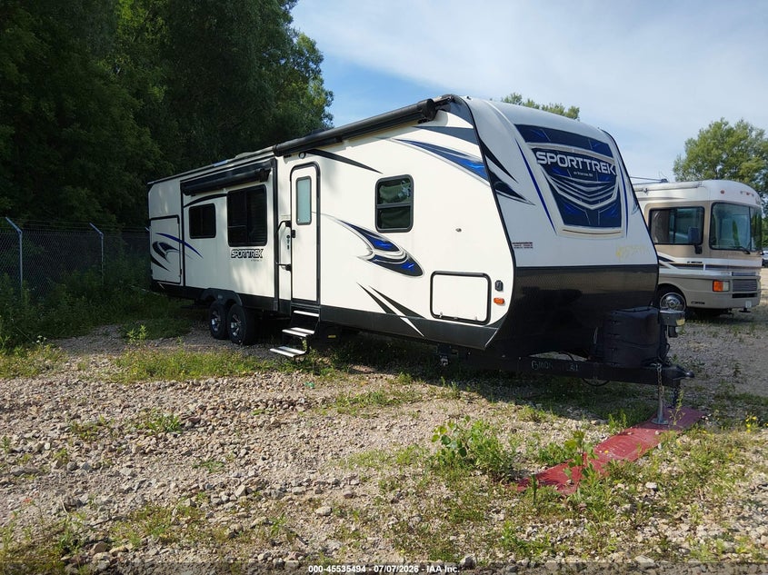 2019 Kz Sport trek 327v1k travel trailer VIN 4EZT13220K8053035 IAAI salvage auction — SIDE, Junk Bill Of Sale Mv2459 (Wisconsin), sold $2,900 on 2026-07-23 (photo 1)