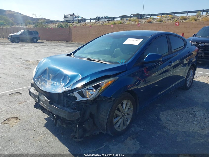 2016 Hyundai Elantra VIN KMHDH4AE0GU643118 IAAI salvage auction — FRONT END, Salvage (California), sold $1,350 on 2026-07-15 (photo 2)
