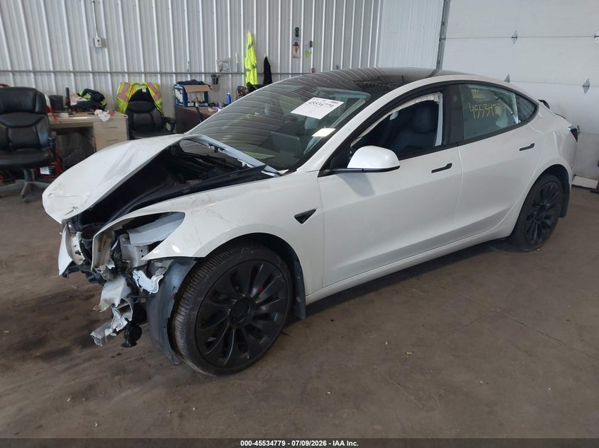 2023 Tesla Model 3 VIN 5YJ3E1EC5PF481267 IAAI salvage auction — FRONT END, Salvage Title, sold $7,600 on 2026-09-11 (photo 2)
