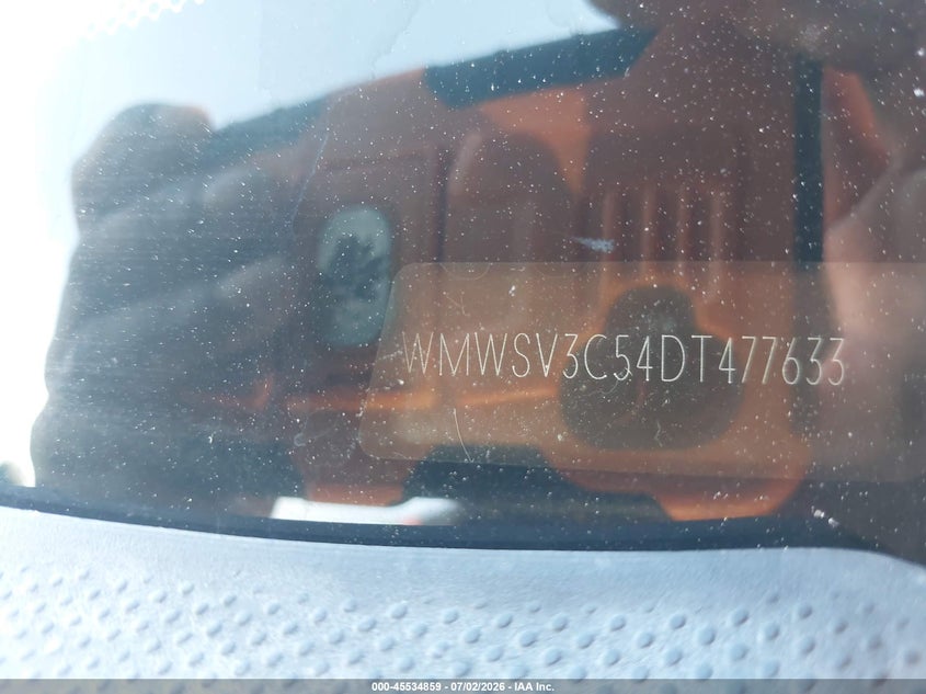 2013 Mini Hard top VIN WMWSV3C54DT477633 IAAI salvage auction — REAR END, Salvage (Kansas), sold $675 on 2026-08-26 (photo 9)