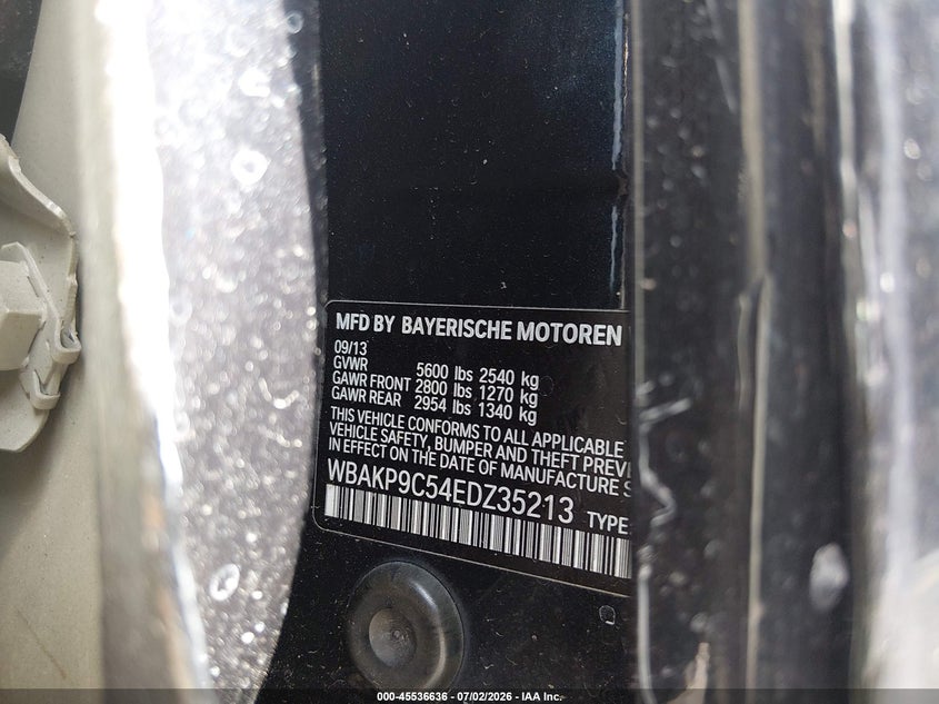 2014 BMW 5er VIN WBAKP9C54EDZ35213 IAAI salvage auction — LEFT SIDE, Salvage (Connecticut), sold $3,950 on 2026-07-30 (photo 9)