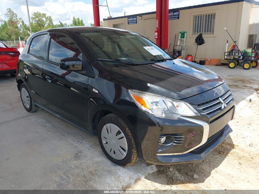 2021 Mitsubishi Mirage VIN ML32AUHJ8MH011087 IAAI salvage auction — REAR END, Salvage Title, sold $2,500 on 2026-08-01 (photo 1)