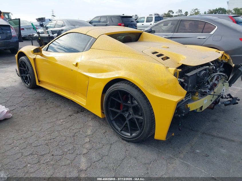 2013 Ferrari 458 VIN ZFF68NHA2D0190114 IAAI salvage auction — REAR END, Salvage (Montana), sold $143,200 on 2026-08-20 (photo 3)