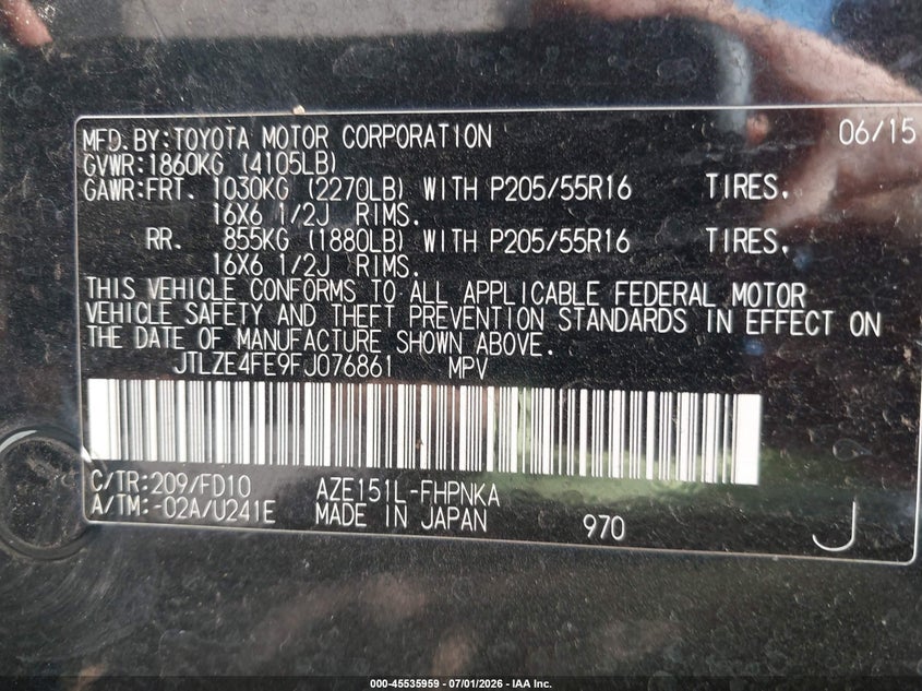 2015 Scion Xb VIN JTLZE4FE9FJ076861 IAAI salvage auction — FRONT END, Salvage Title, sold $700 on 2026-07-21 (photo 9)